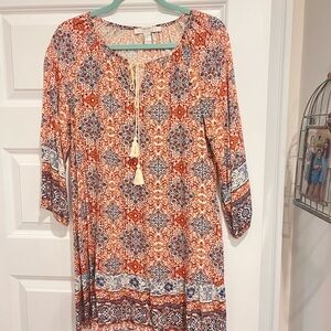 Forever 21 Red and Blue Patterned Dress